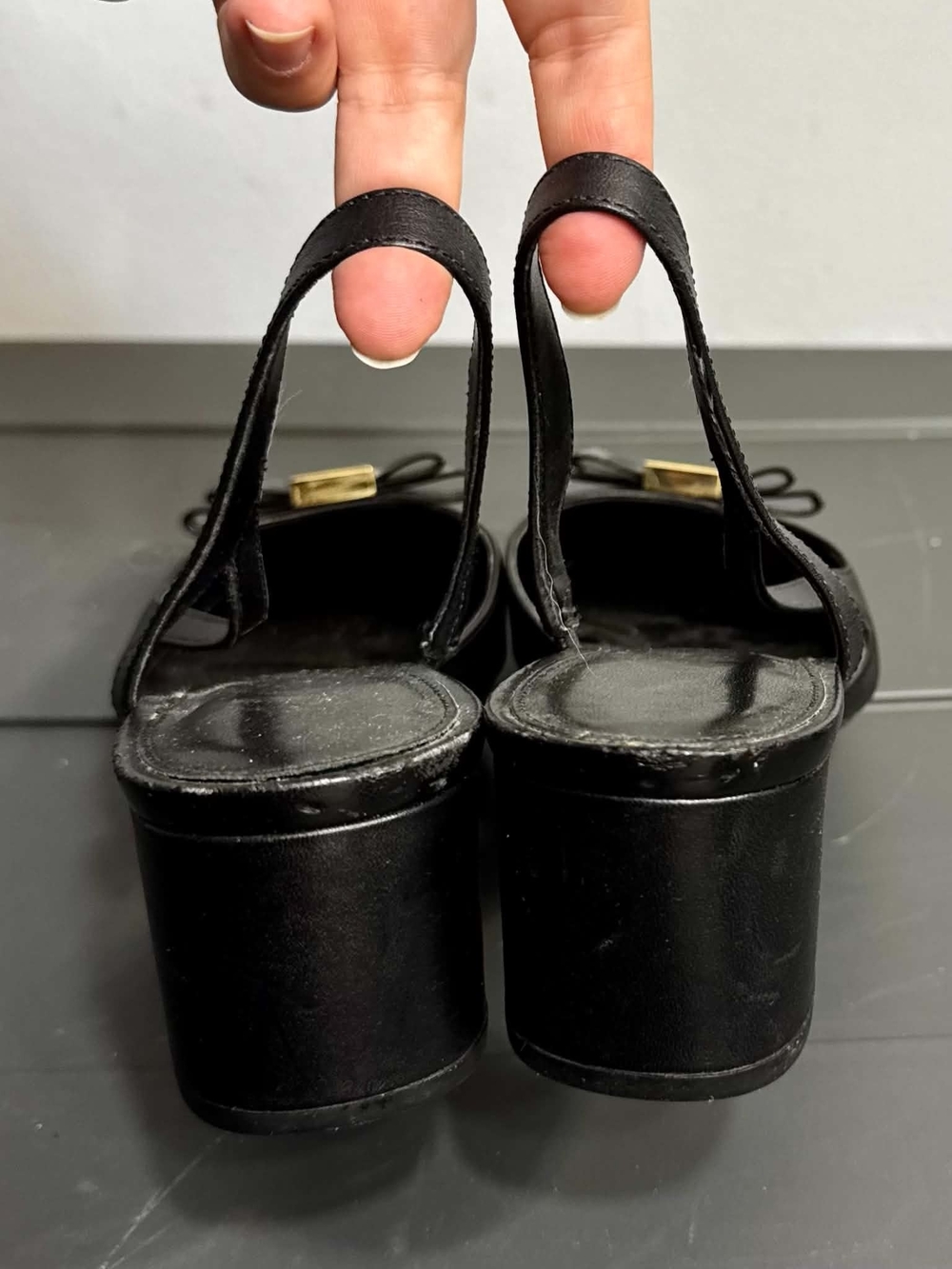Michael Kors Black Leather Slingback Block Heels Women’s Size 7.5M